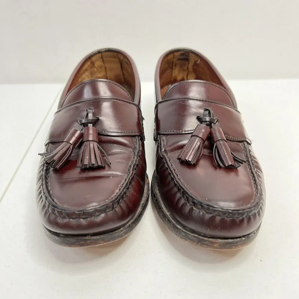Allen Edmonds Stowe Mens Size 9.5 Loafers Leather Brown Slip On Tassels USA Made
